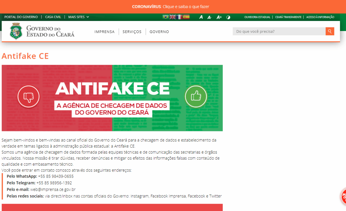 Antifake: Governador Camilo Santana lança agência de checagem de dados e notícias